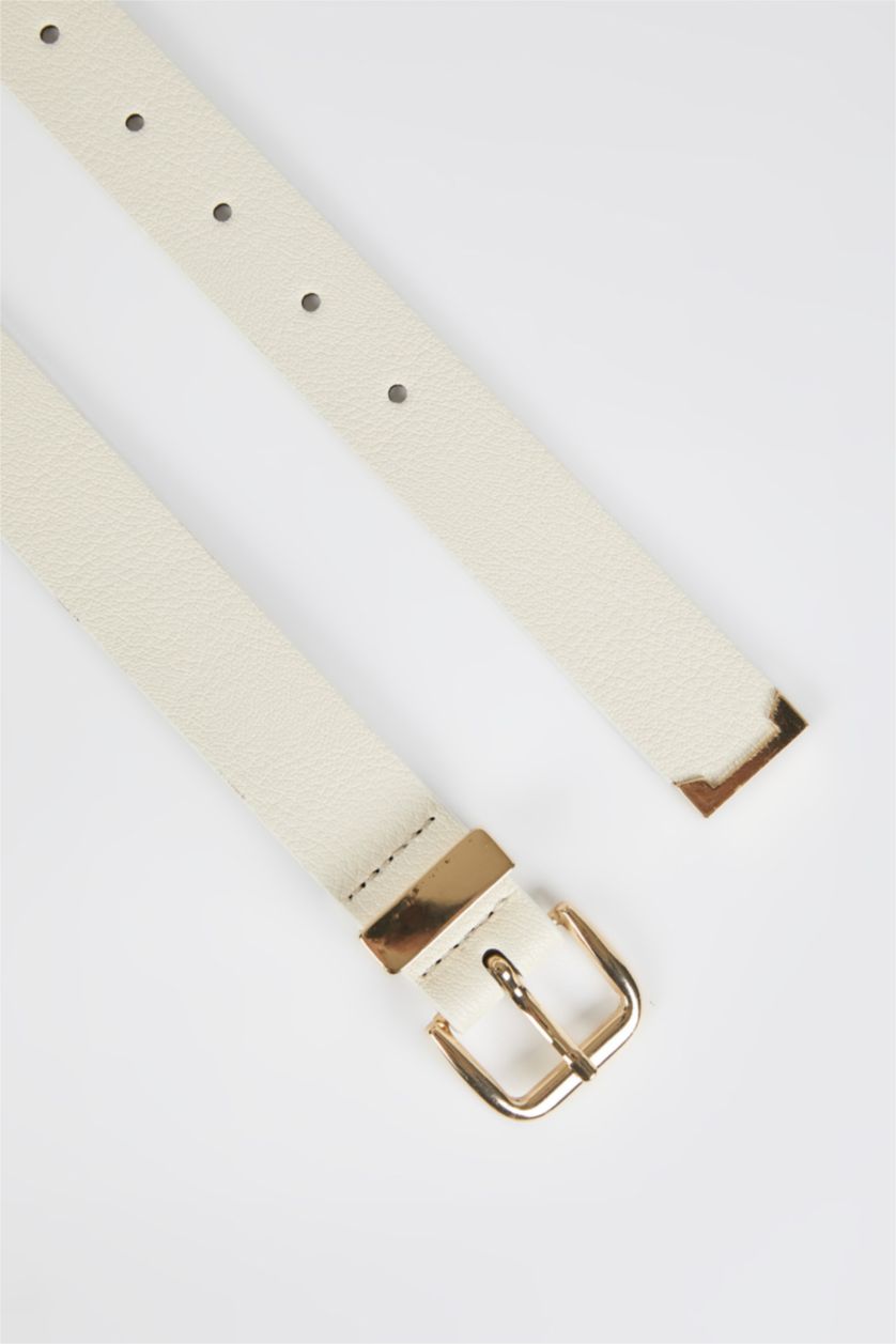 Kadın Nude Kadın Dikdörtgen Toka Suni Deri Kemer