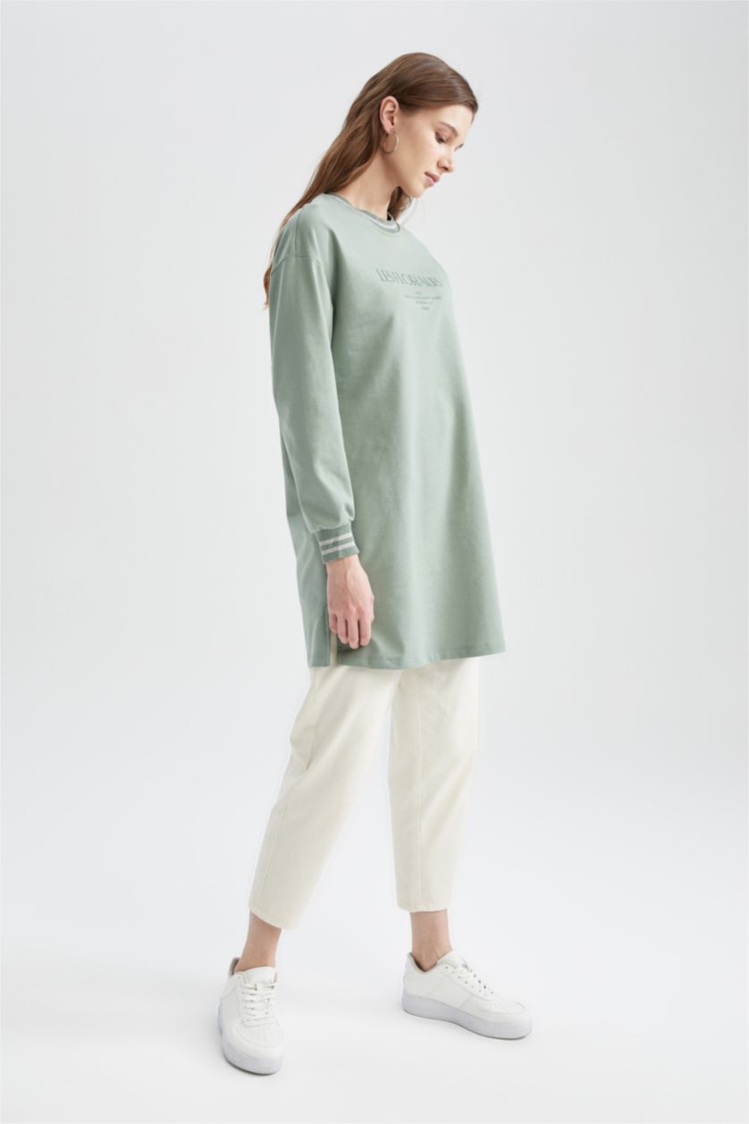 Kadın Mint Oversıze Sweatshirt Kumaşı Sweatshirt Tunik