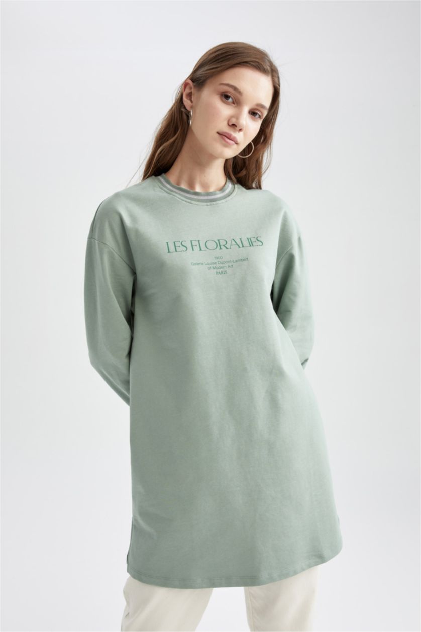 Kadın Mint Oversıze Sweatshirt Kumaşı Sweatshirt Tunik