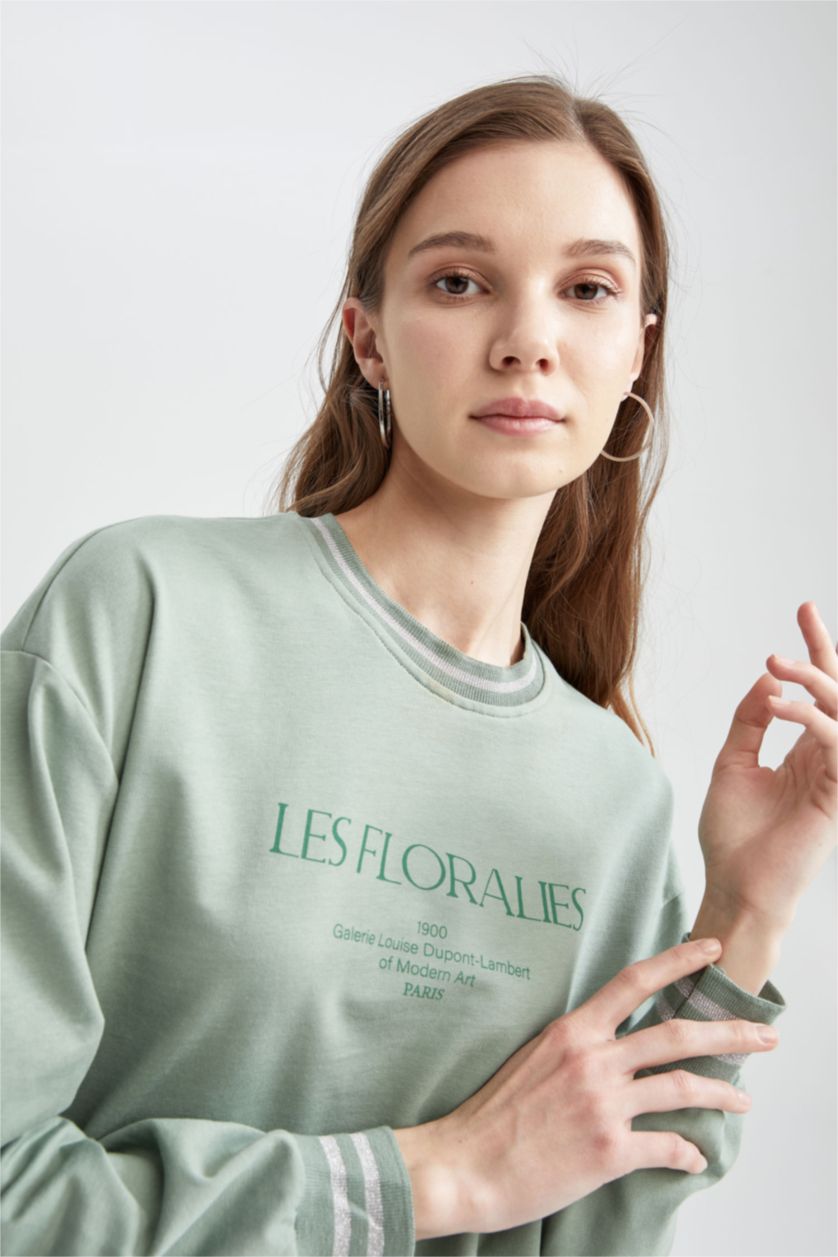 Kadın Mint Oversıze Sweatshirt Kumaşı Sweatshirt Tunik