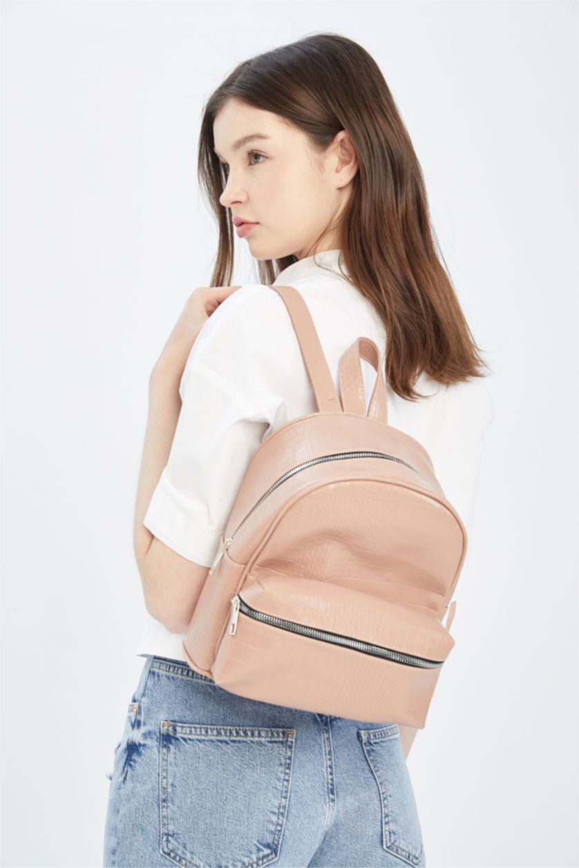 نساء زهري فاتح شنطة ظهر جلد صناعي