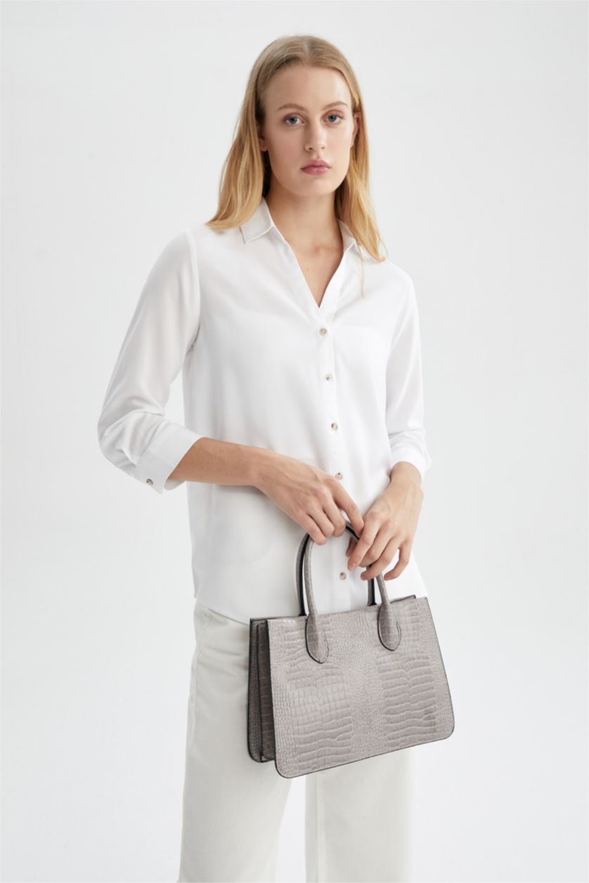 Женщины Светло-серый Faux Leather Shoulder bag