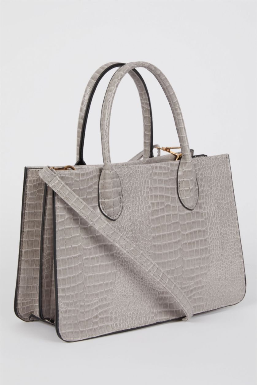 Женщины Светло-серый Faux Leather Shoulder bag