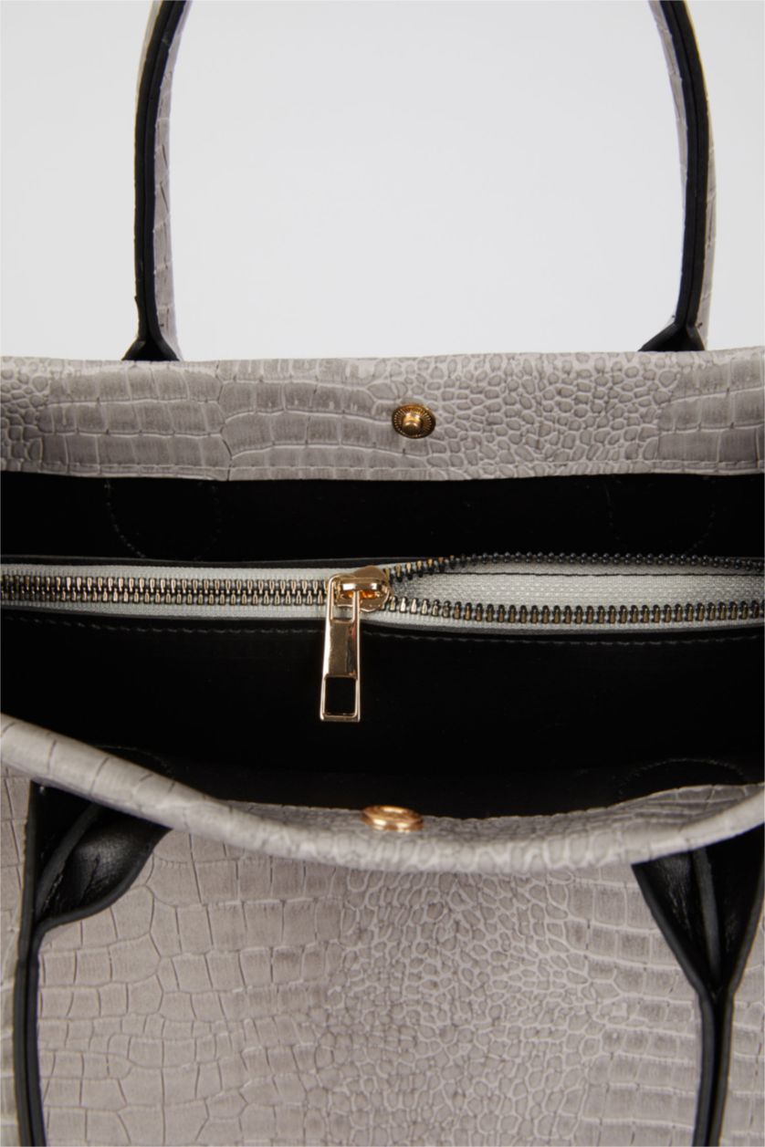 Женщины Светло-серый Faux Leather Shoulder bag