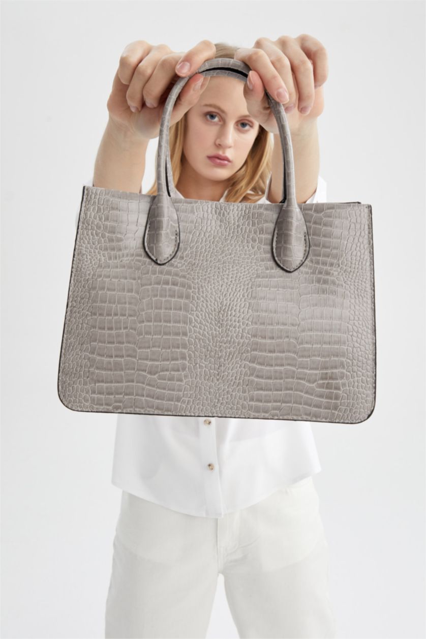 Женщины Светло-серый Faux Leather Shoulder bag