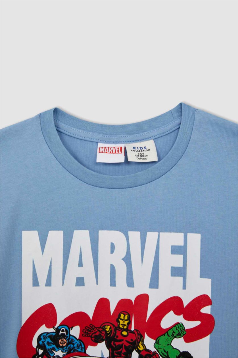 BOYS & TEENS Blue Boy Marvel Licensed Crew Neck Cotton Long Sleeve T-Shirt