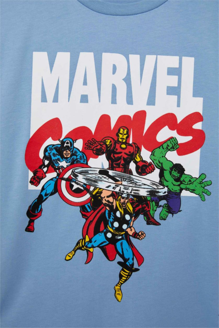 BOYS & TEENS Blue Boy Marvel Licensed Crew Neck Cotton Long Sleeve T-Shirt