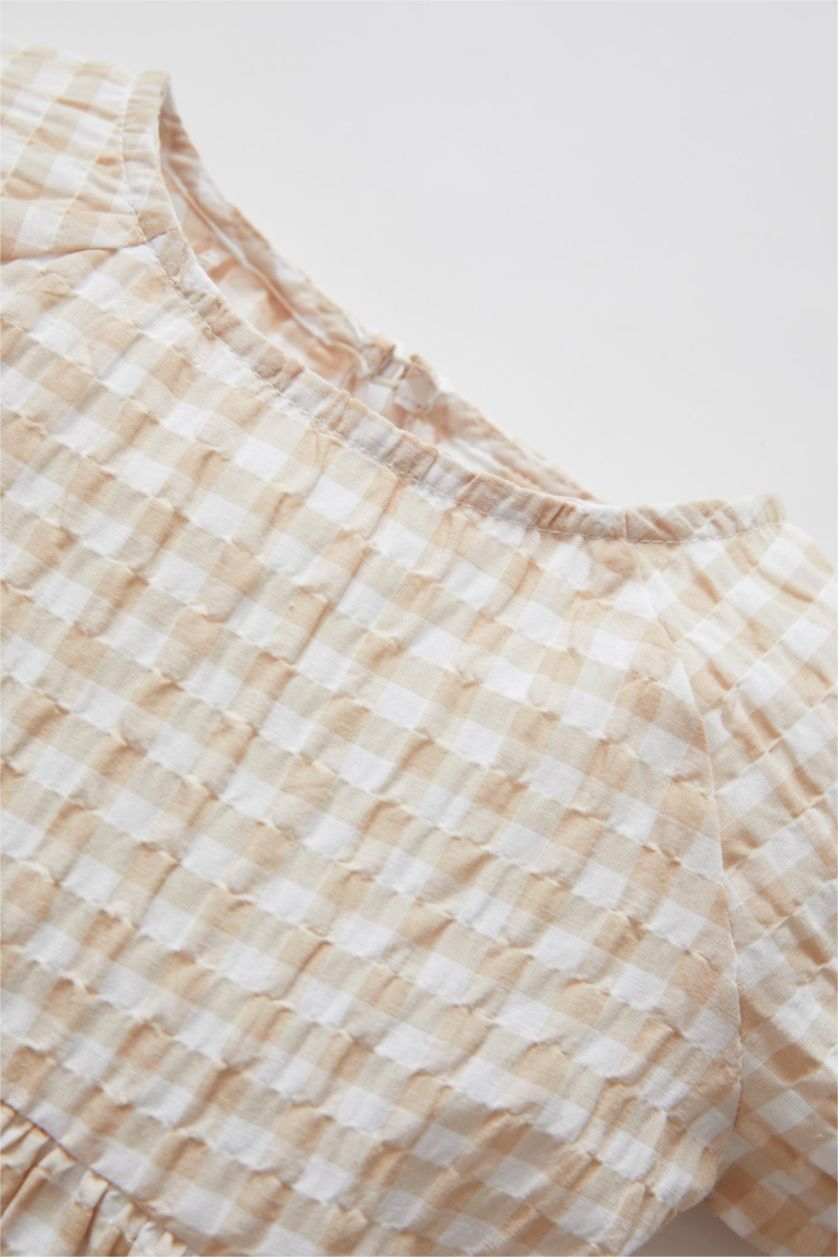 BÉBÉ FILLE Beige Robe sans manches à col rond en vichy pour bébé fille