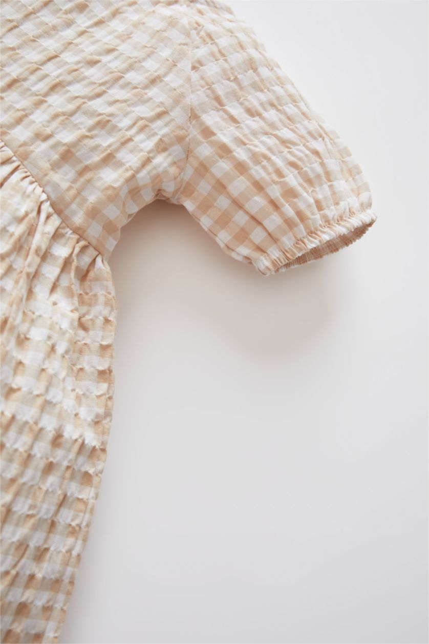 BÉBÉ FILLE Beige Robe sans manches à col rond en vichy pour bébé fille