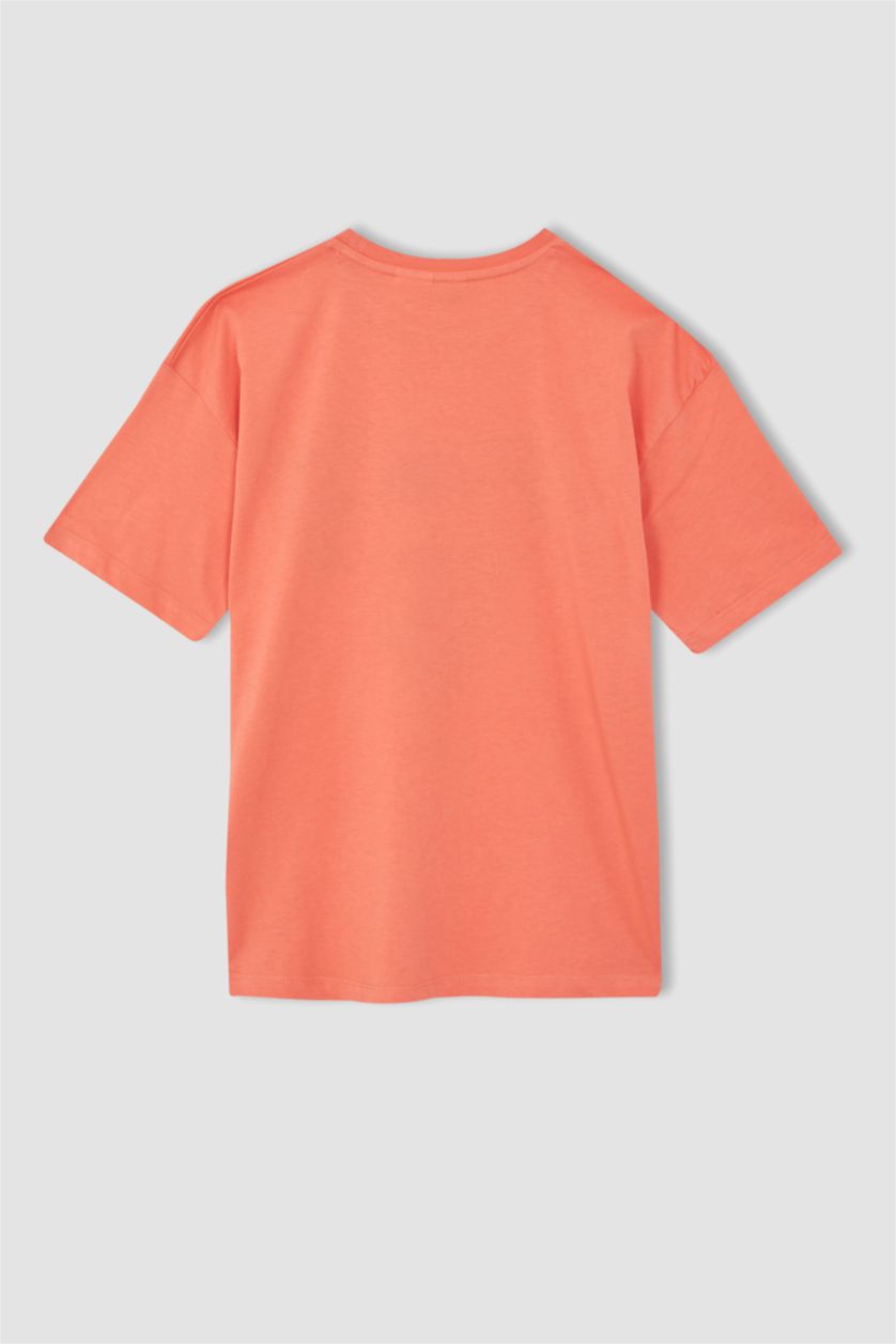 Erkek Çocuk - Genç Erkek Turuncu Erkek Çocuk Süperman Lisanslı Bisiklet Yaka Kısa Kollu Pamuklu Tişört