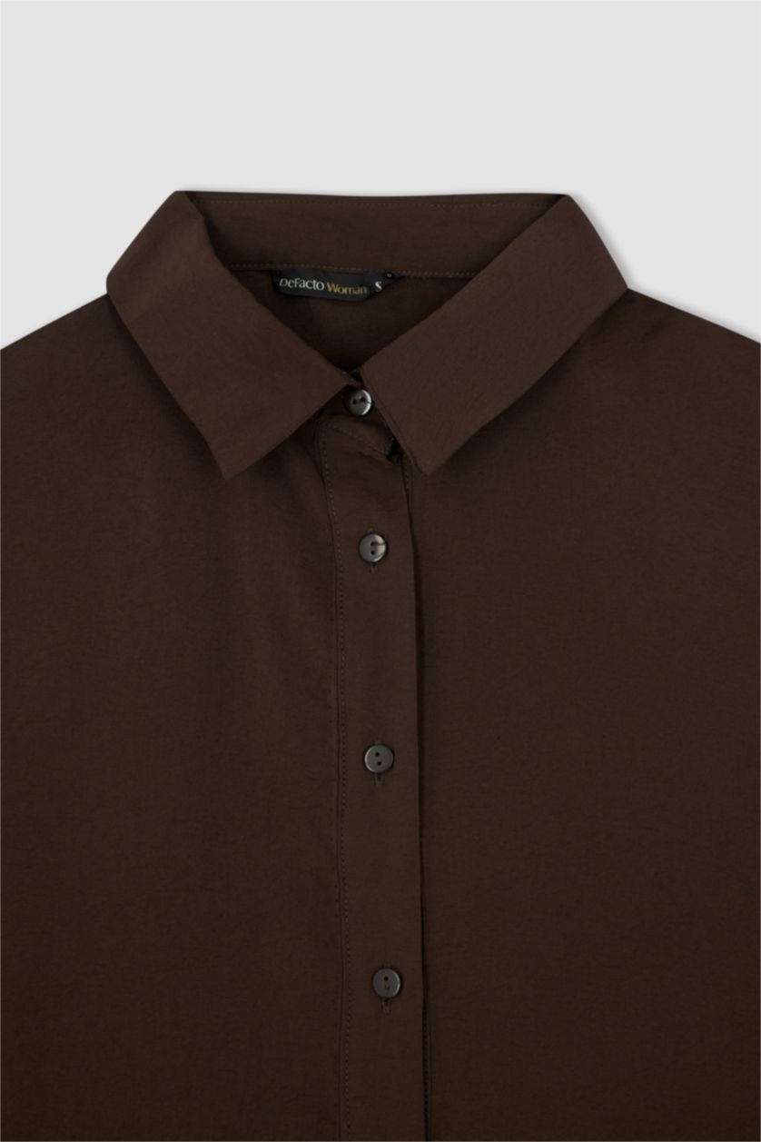 FEMME Marron Tunique chemise à manches longues en tencel avec fentes et coupe oversize