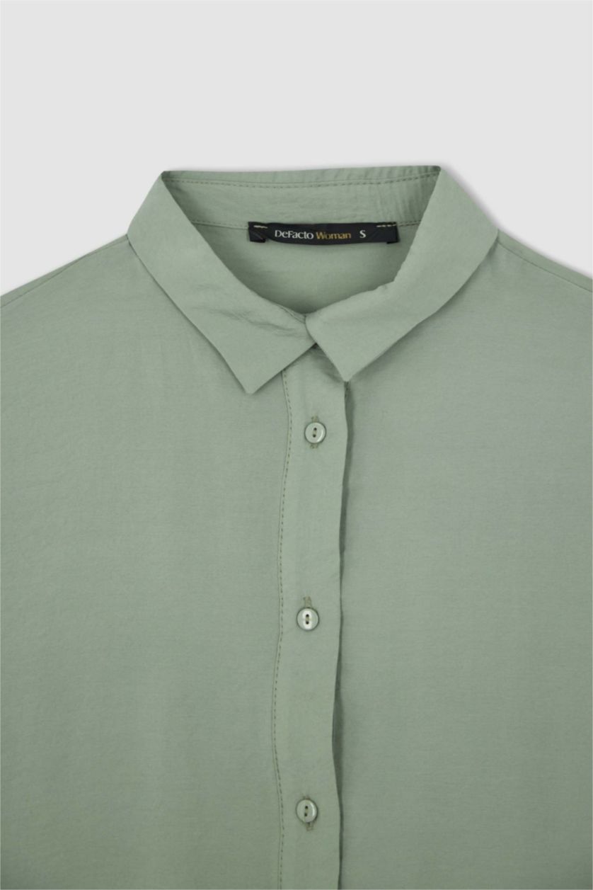 FEMME Bleu Tunique chemise à manches longues en tencel avec fentes et coupe oversize