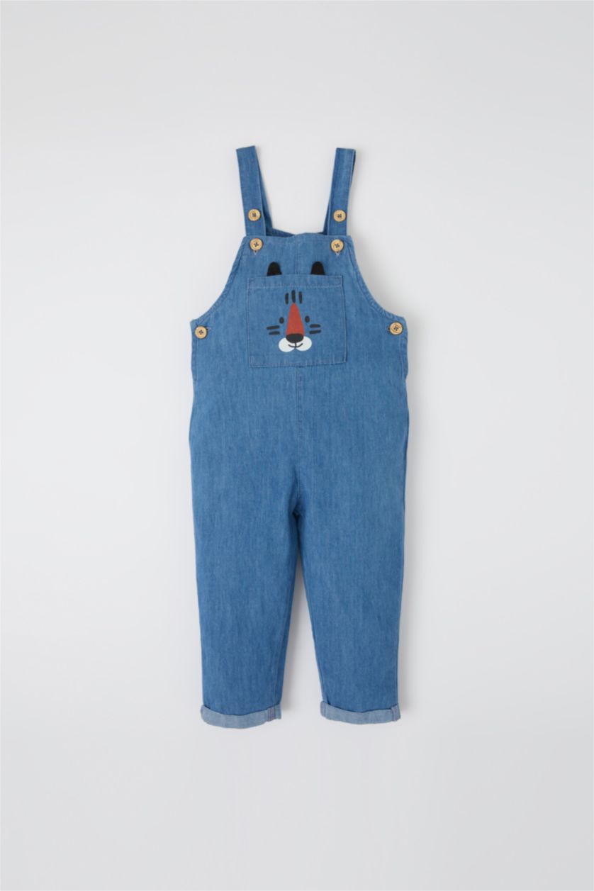 BABY BOY Blue Baby Boy Regular Fit Printed Jean Jumpsuit