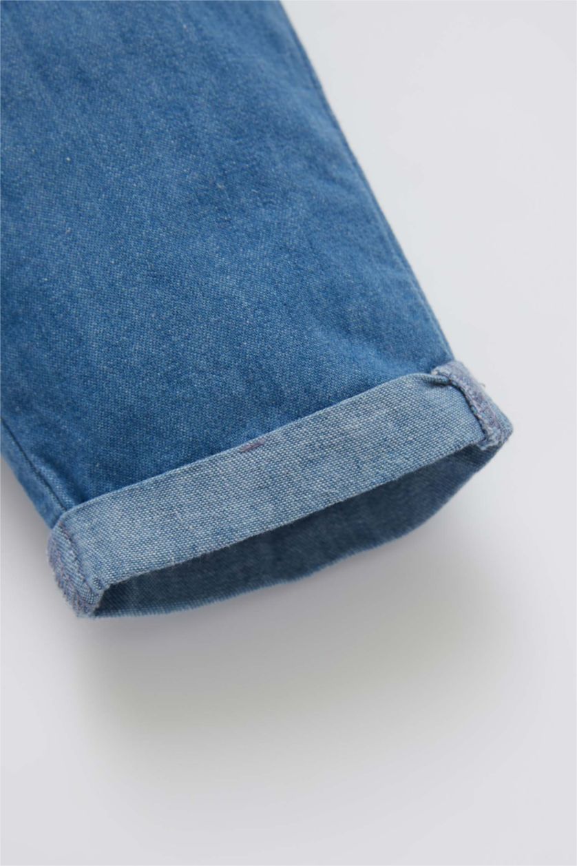 BABY BOY Blue Baby Boy Regular Fit Printed Jean Jumpsuit