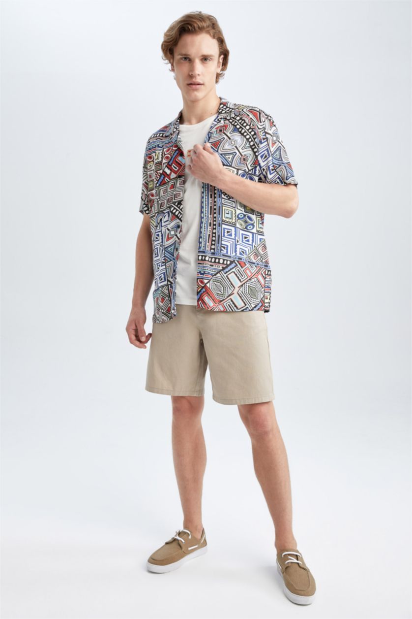 HOMME Beige Pantacourt Coupe Régulière Ourlet régulier