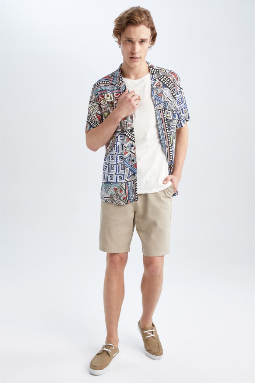 HOMME Beige Pantacourt Coupe Régulière Ourlet régulier