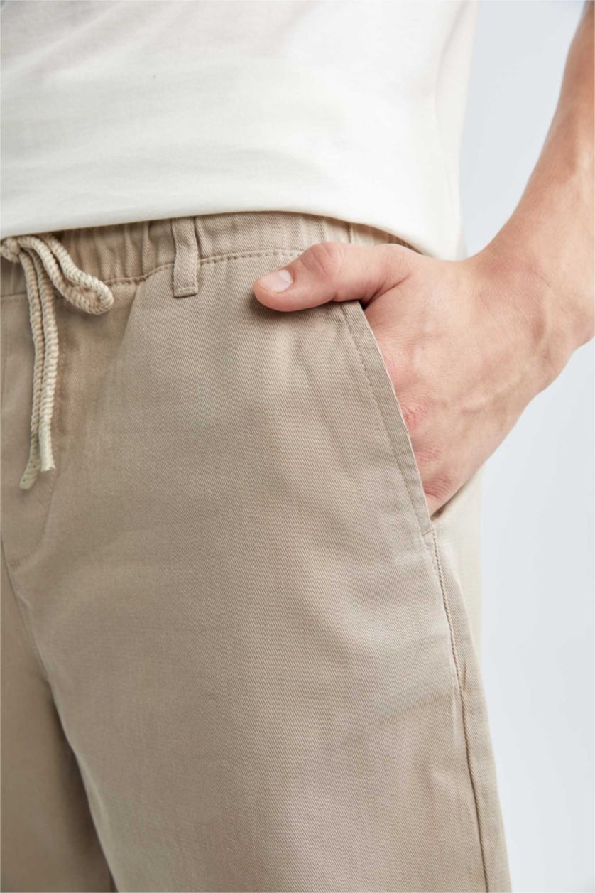 HOMME Beige Pantacourt Coupe Régulière Ourlet régulier