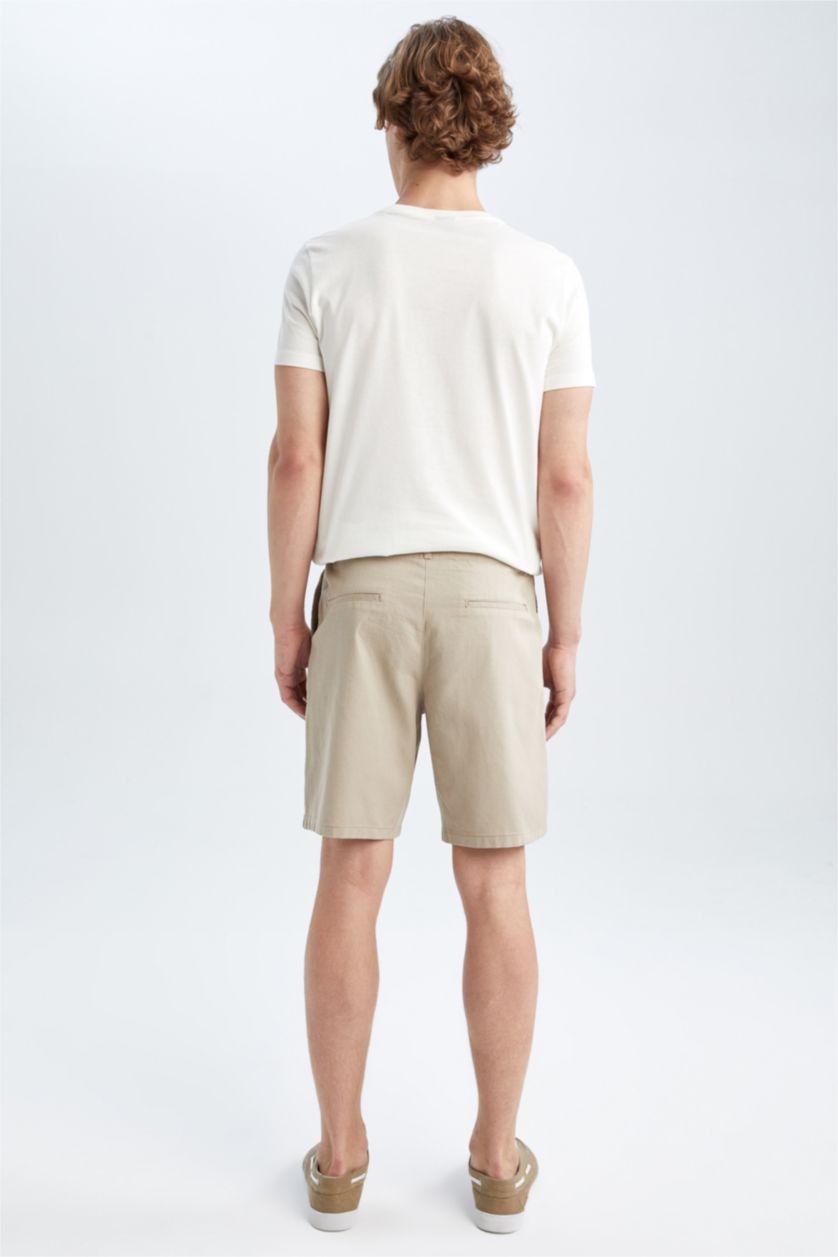 HOMME Beige Pantacourt Coupe Régulière Ourlet régulier