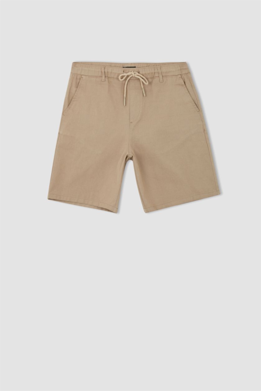 HOMME Beige Pantacourt Coupe Régulière Ourlet régulier