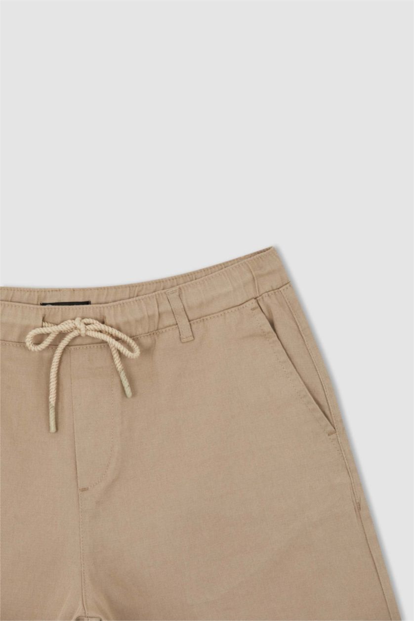 HOMME Beige Pantacourt Coupe Régulière Ourlet régulier