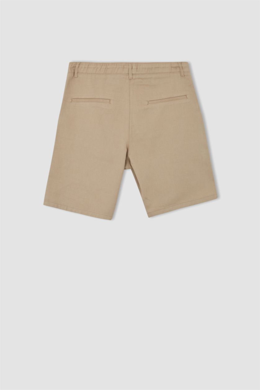 HOMME Beige Pantacourt Coupe Régulière Ourlet régulier