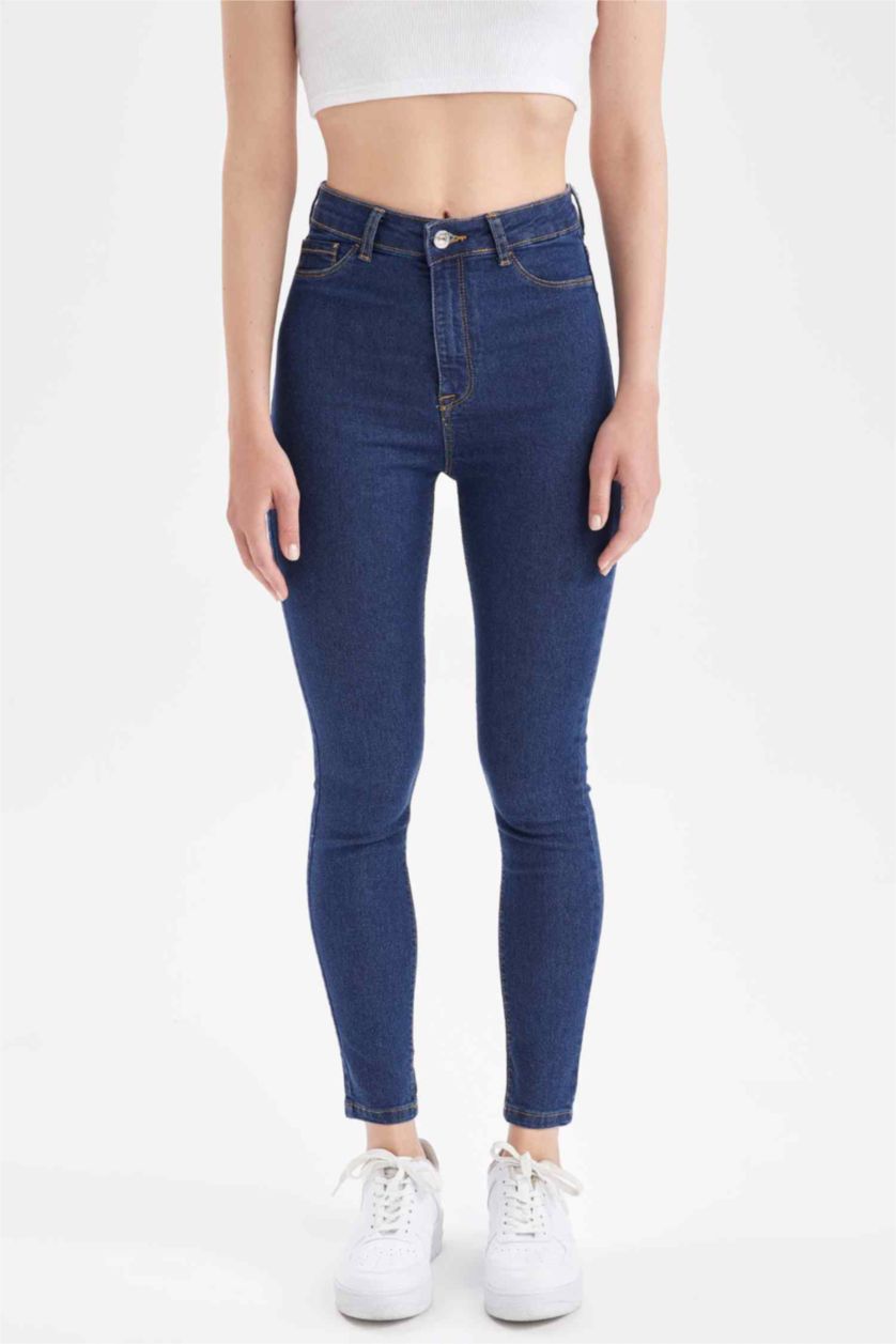 WOMAN Dark Blue Super Skinny Fit High Waisted Jeans