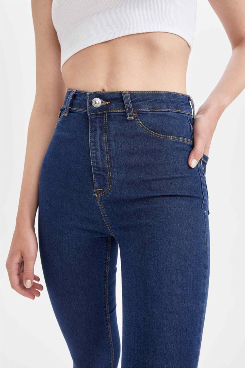 WOMAN Dark Blue Super Skinny Fit High Waisted Jeans