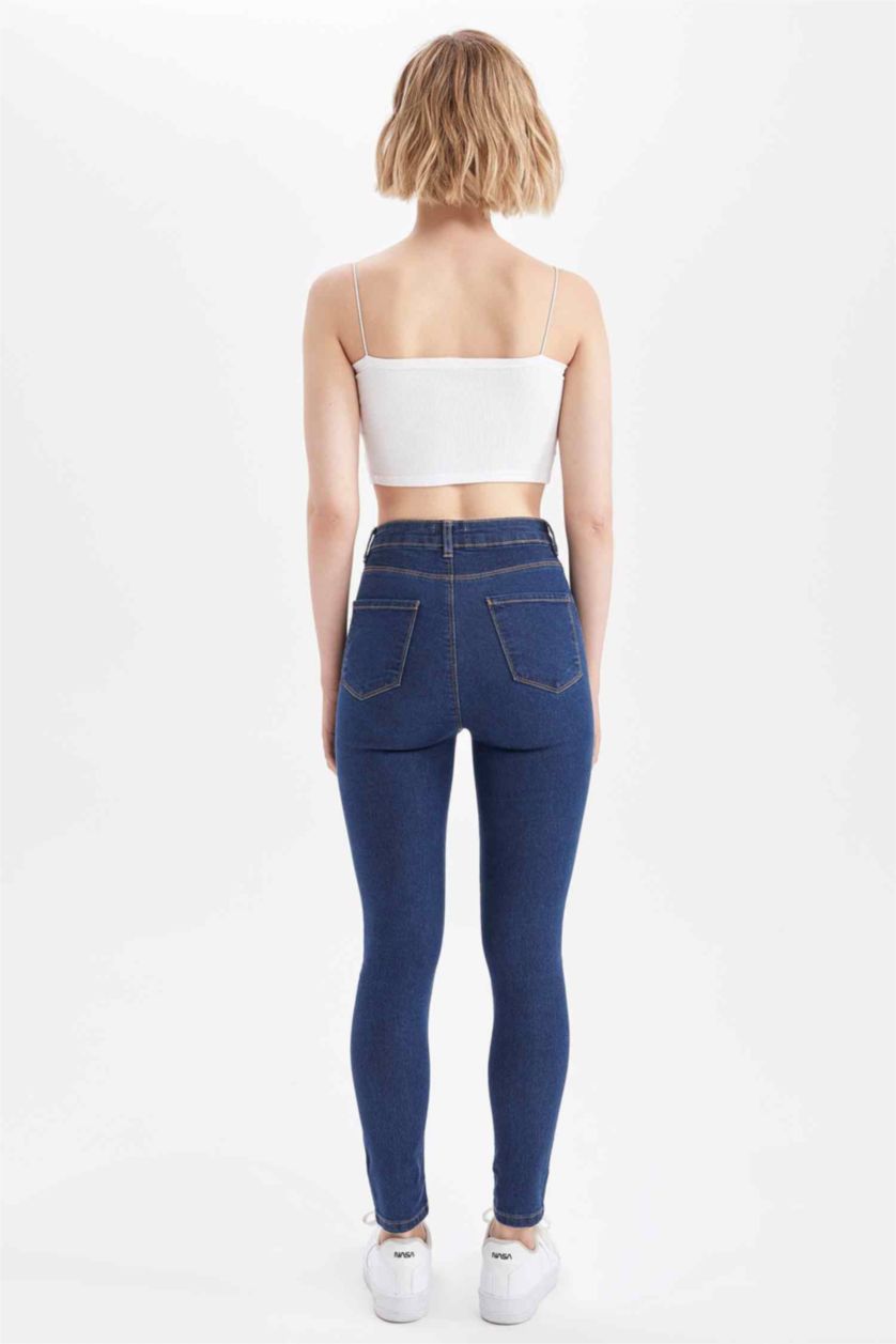 WOMAN Dark Blue Super Skinny Fit High Waisted Jeans