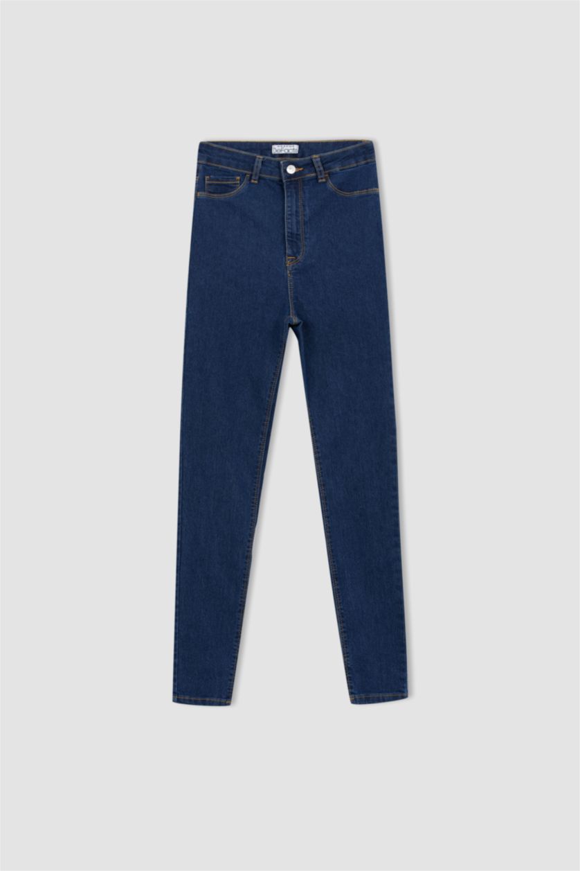 WOMAN Dark Blue Super Skinny Fit High Waisted Jeans