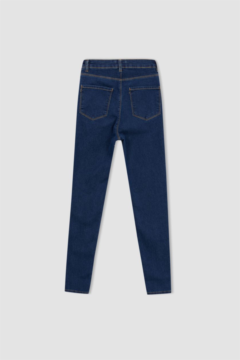 WOMAN Dark Blue Super Skinny Fit High Waisted Jeans