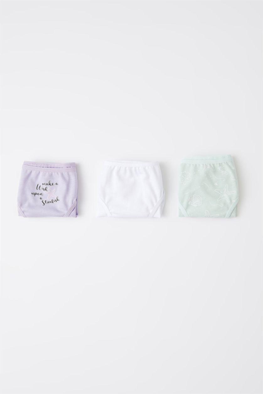 بنات أرجواني سراويل داخلية نسائية من 3 قطع قطني مطبوع