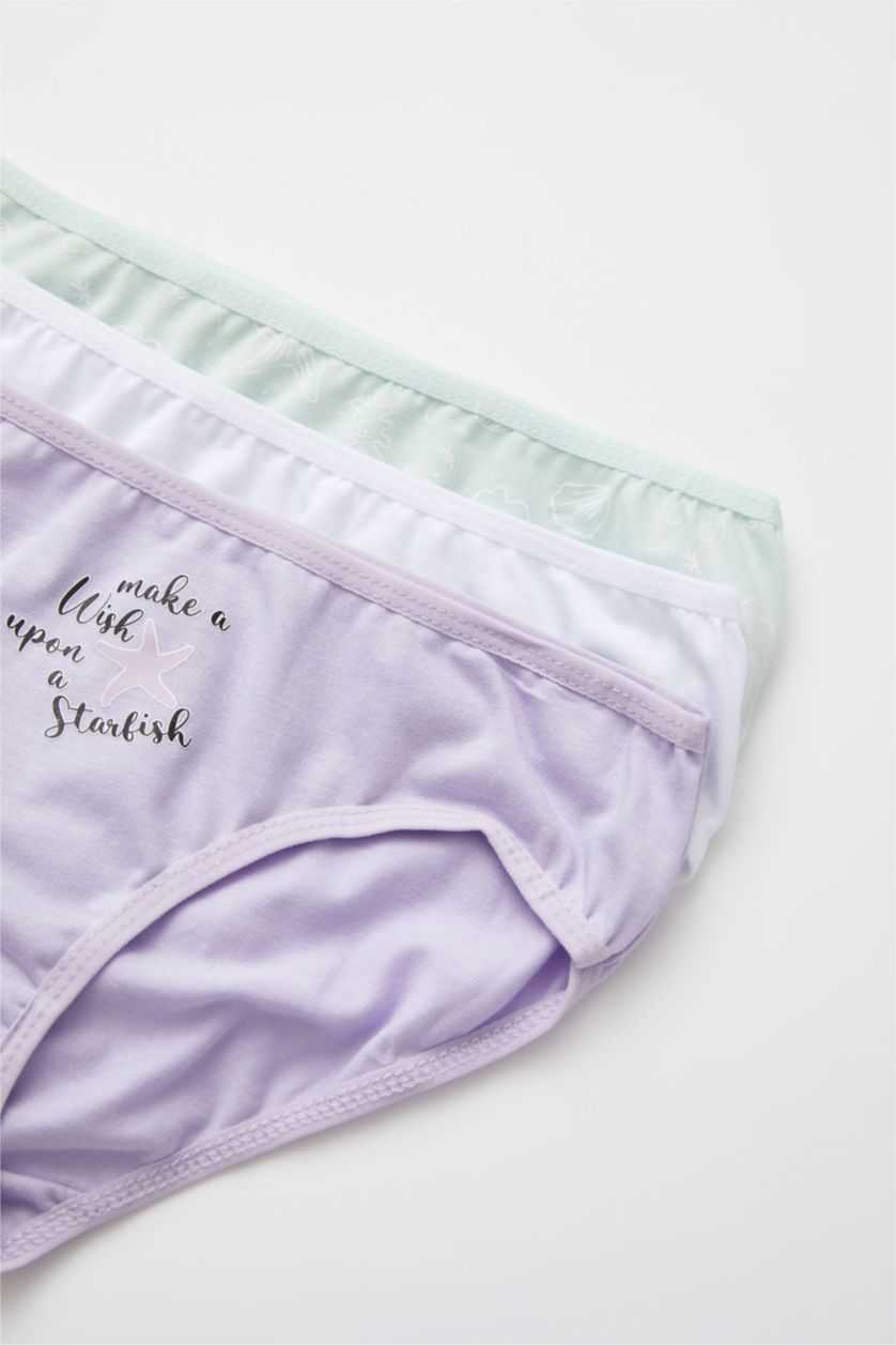 بنات أرجواني سراويل داخلية نسائية من 3 قطع قطني مطبوع