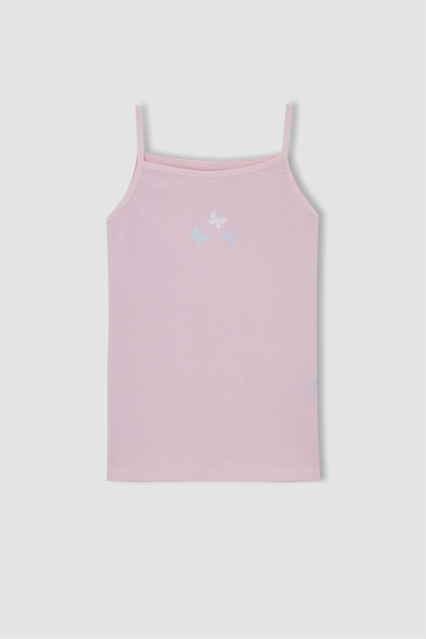 FILLES Rose Lot de 2 débardeurs en coton à motif papillon pour fille