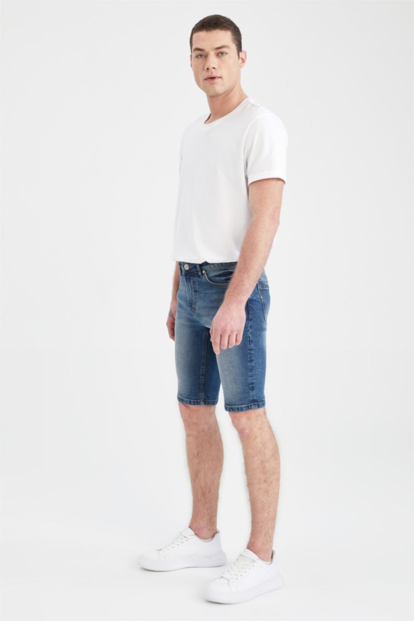 HOMME Bleu Pantacourt Coupe Skinny