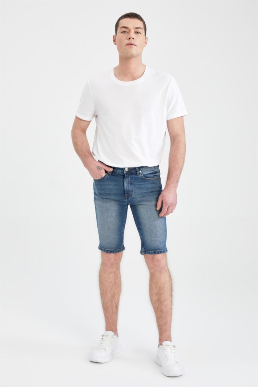 HOMME Bleu Pantacourt Coupe Skinny