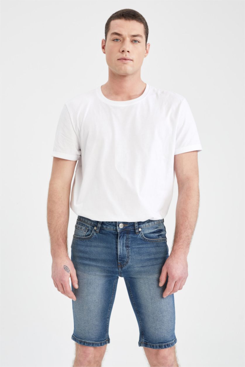 HOMME Bleu Pantacourt Coupe Skinny