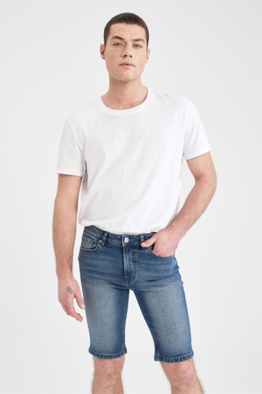 HOMME Bleu Pantacourt Coupe Skinny