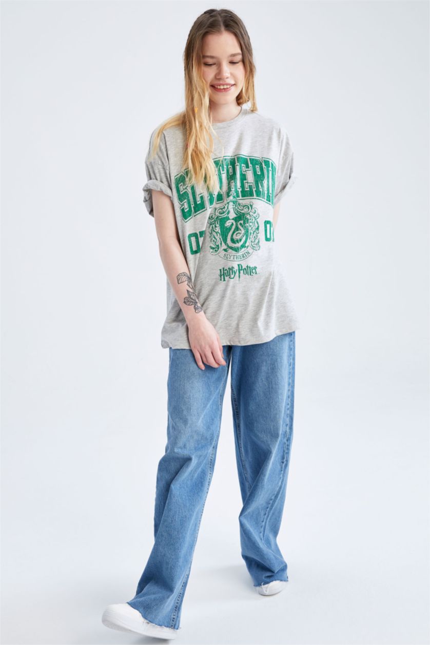 WOMAN Grey Melange Oversize Fit Short Sleeve T-Shirt