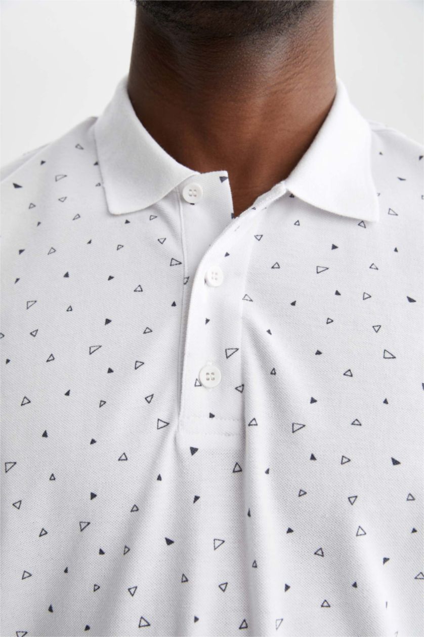 Мужчины Кремовый Футболка поло стандартного кроя с принтом