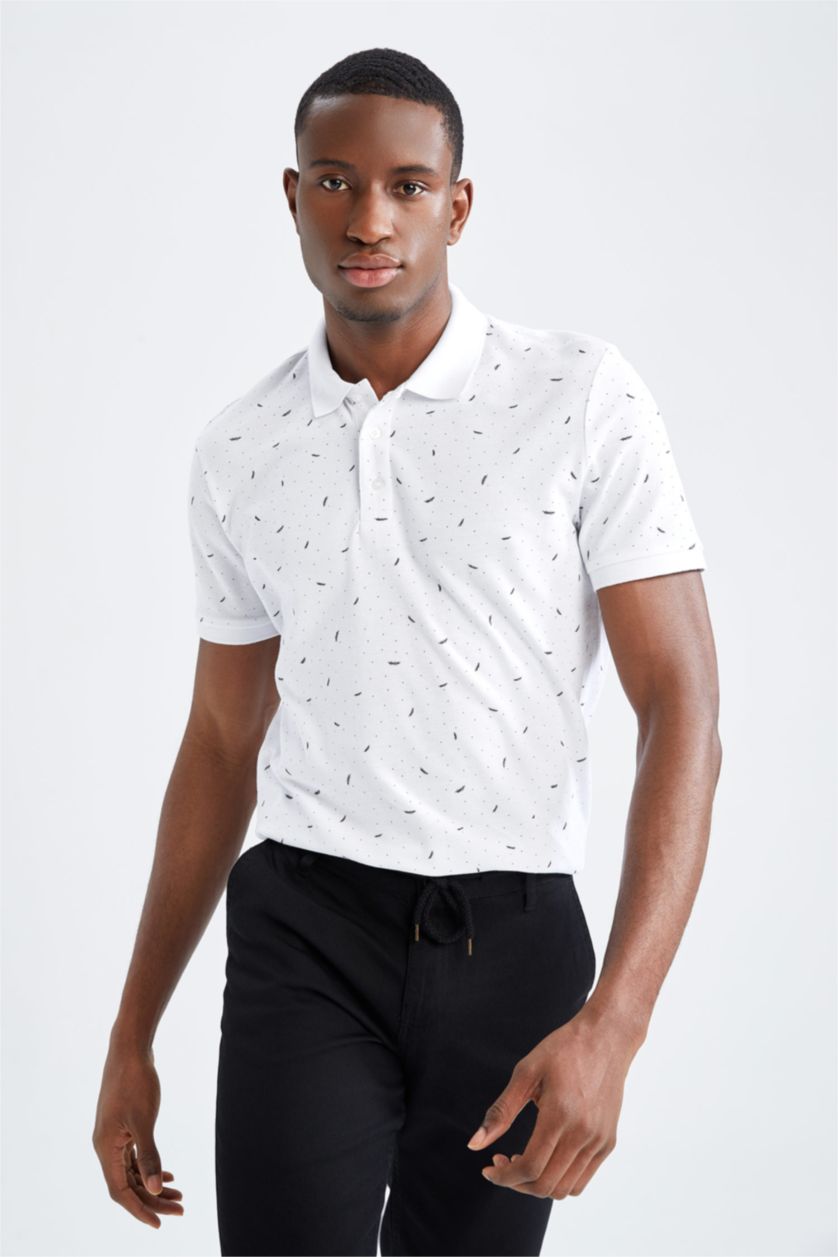 Мужчины Кремовый Футболка поло стандартного кроя из хлопка