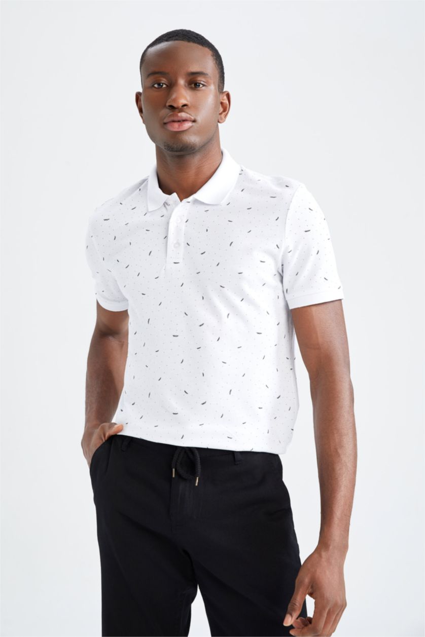 Мужчины Кремовый Футболка поло стандартного кроя из хлопка