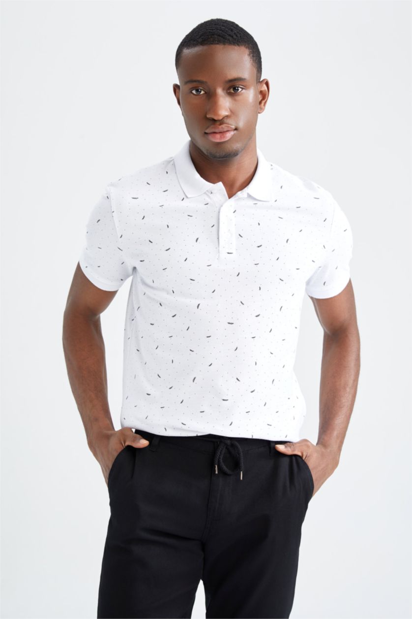 Мужчины Кремовый Футболка поло стандартного кроя из хлопка