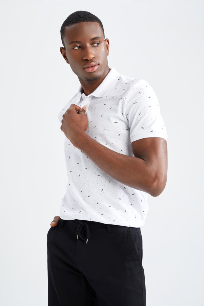 Мужчины Кремовый Футболка поло стандартного кроя из хлопка