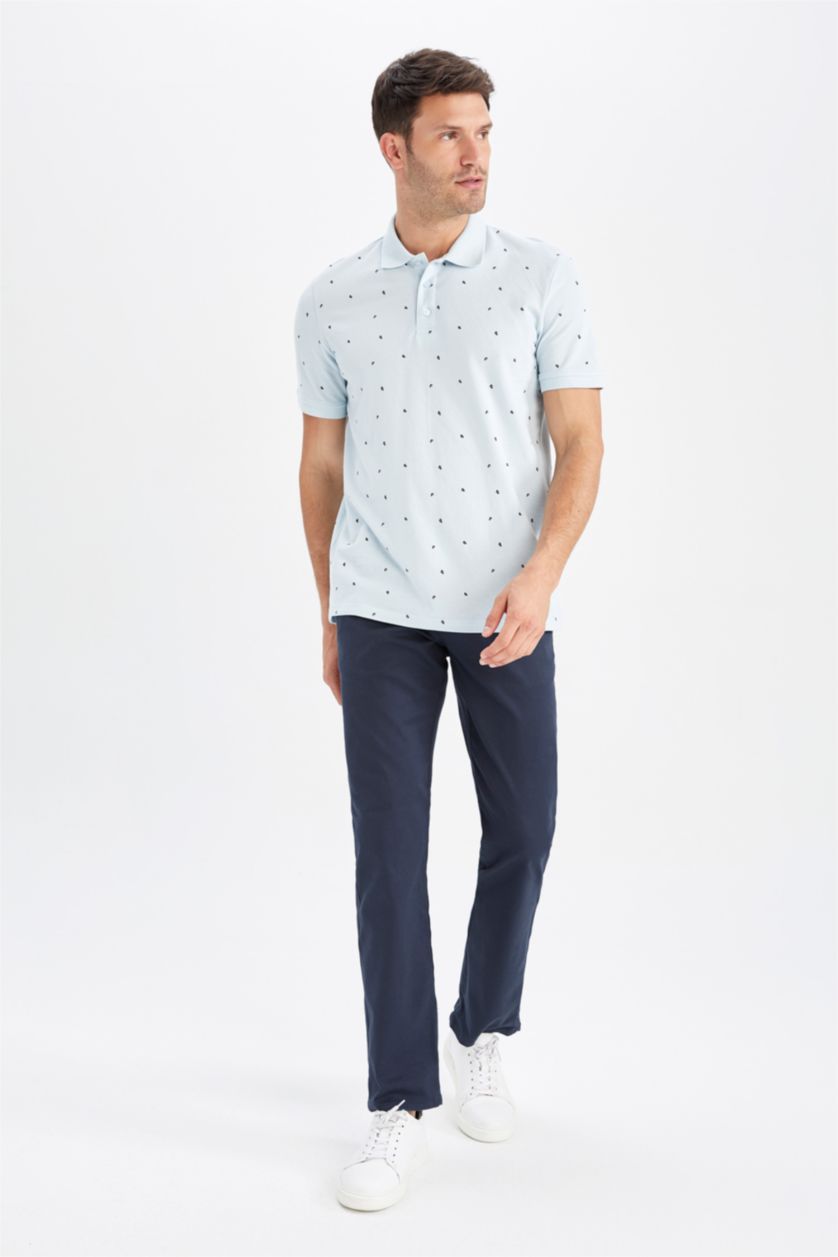 Мужчины Светло-синий Футболка поло стандартного кроя