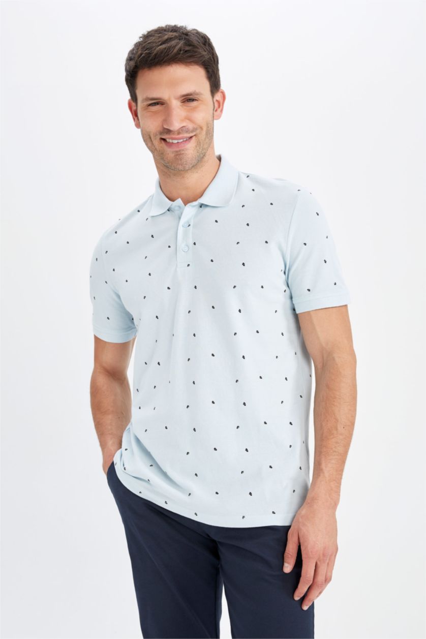 Мужчины Светло-синий Футболка поло стандартного кроя