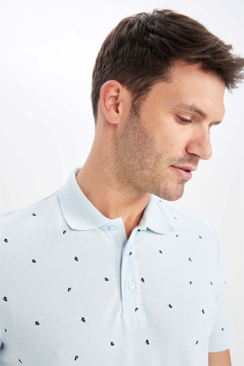 Мужчины Светло-синий Футболка поло стандартного кроя