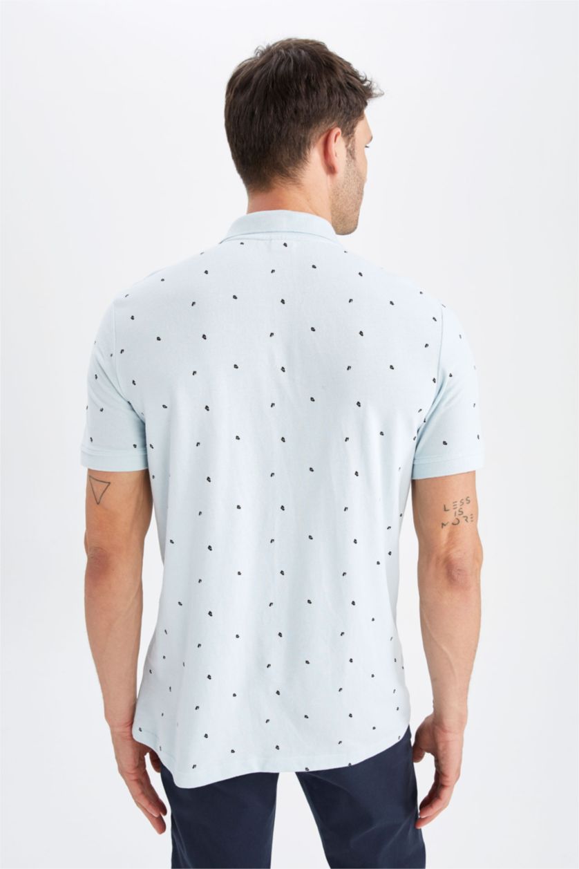 Мужчины Светло-синий Футболка поло стандартного кроя