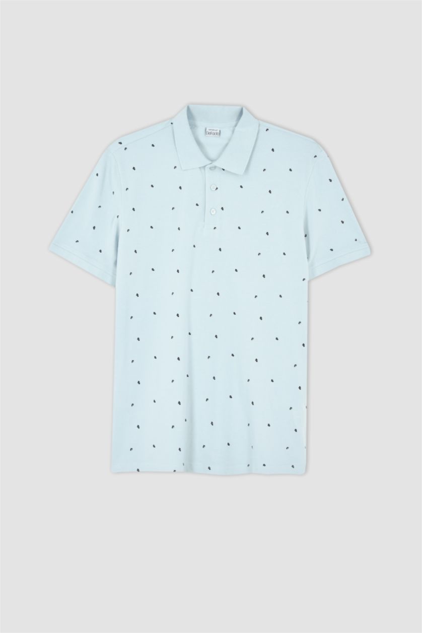 Мужчины Светло-синий Футболка поло стандартного кроя