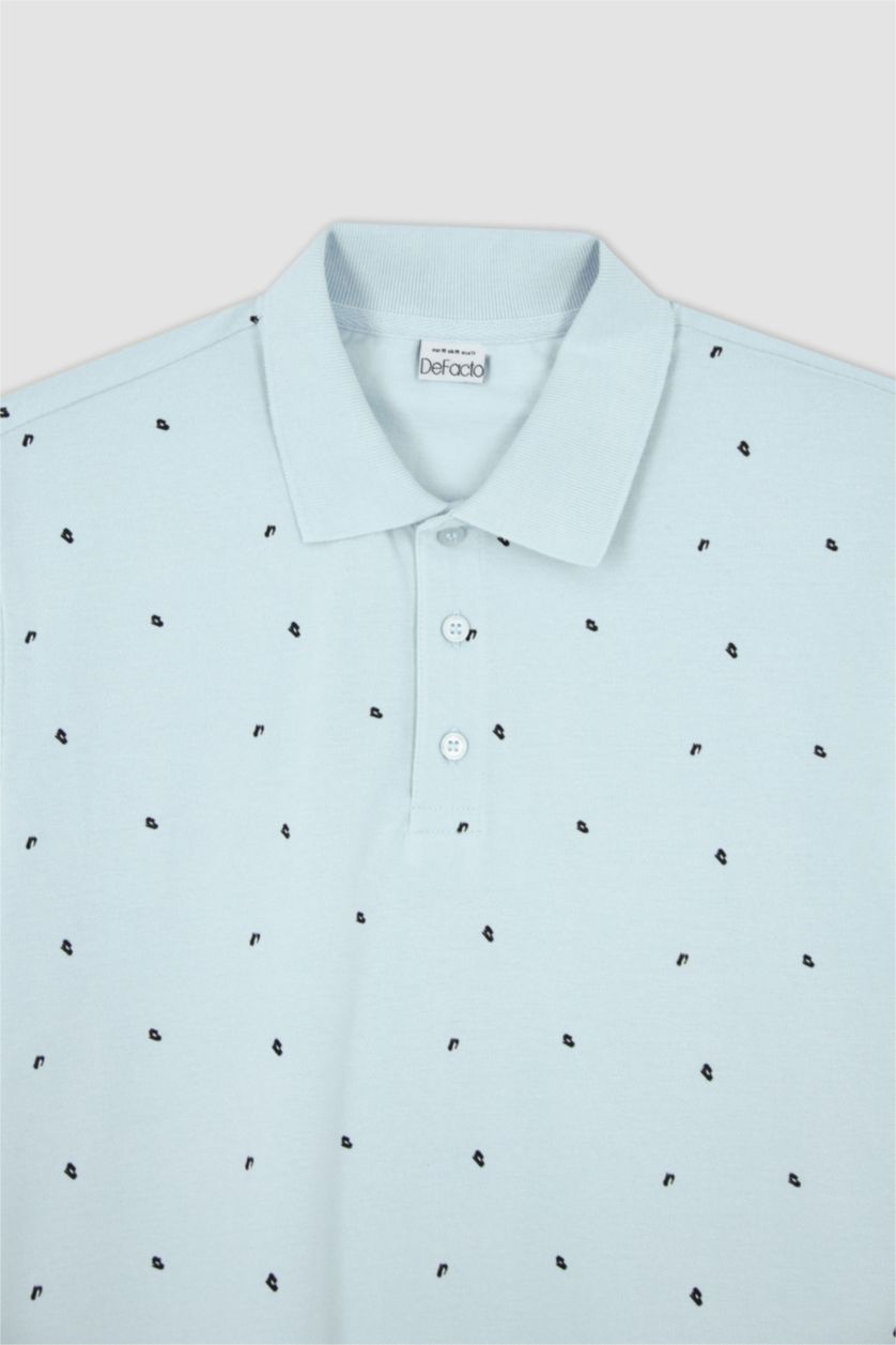 Мужчины Светло-синий Футболка поло стандартного кроя