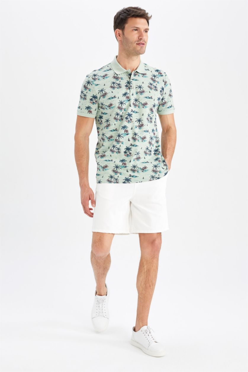 Мужчины Светло-зеленый Футболка-поло стандартного кроя для мужчин